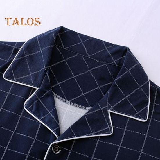 Pajamas Men Plaid Set 2pcsset Print Lapel Long Sleeve Single Breasted Shirt Elastic Waist Long Pants Set Loose Fit Loungewear Suit