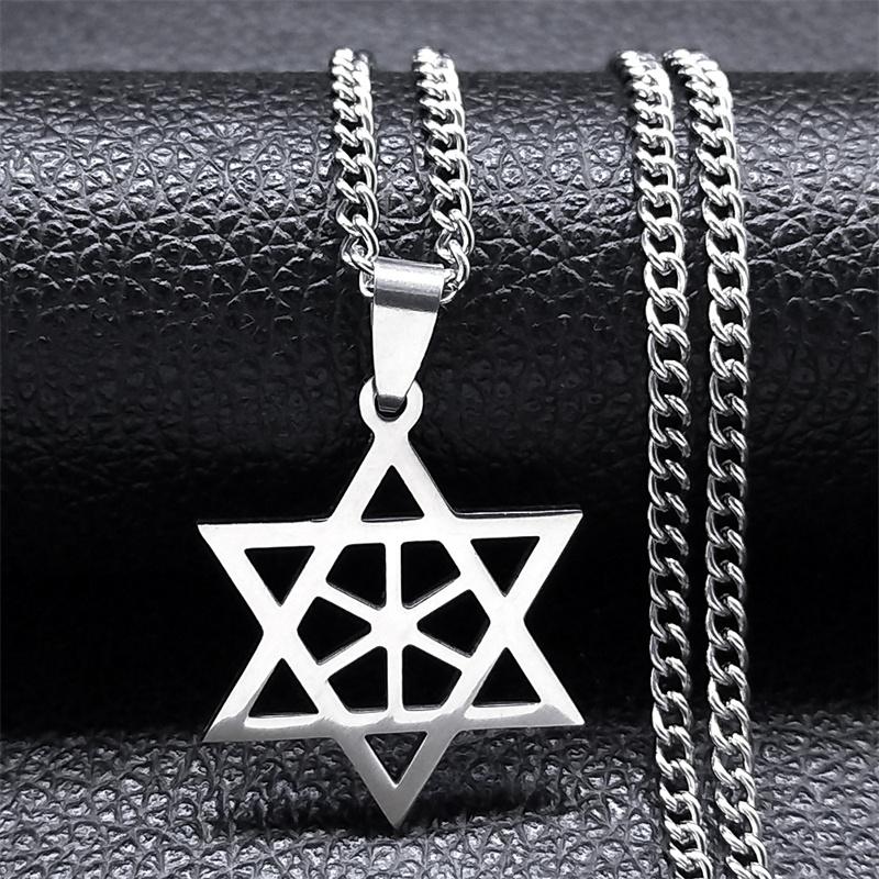 Hip Hop Star Of David Shield Hexagram Pendant Necklace for Men Fashion Stainless Steel Gold Color Chain Star Shape Jewelry Gift