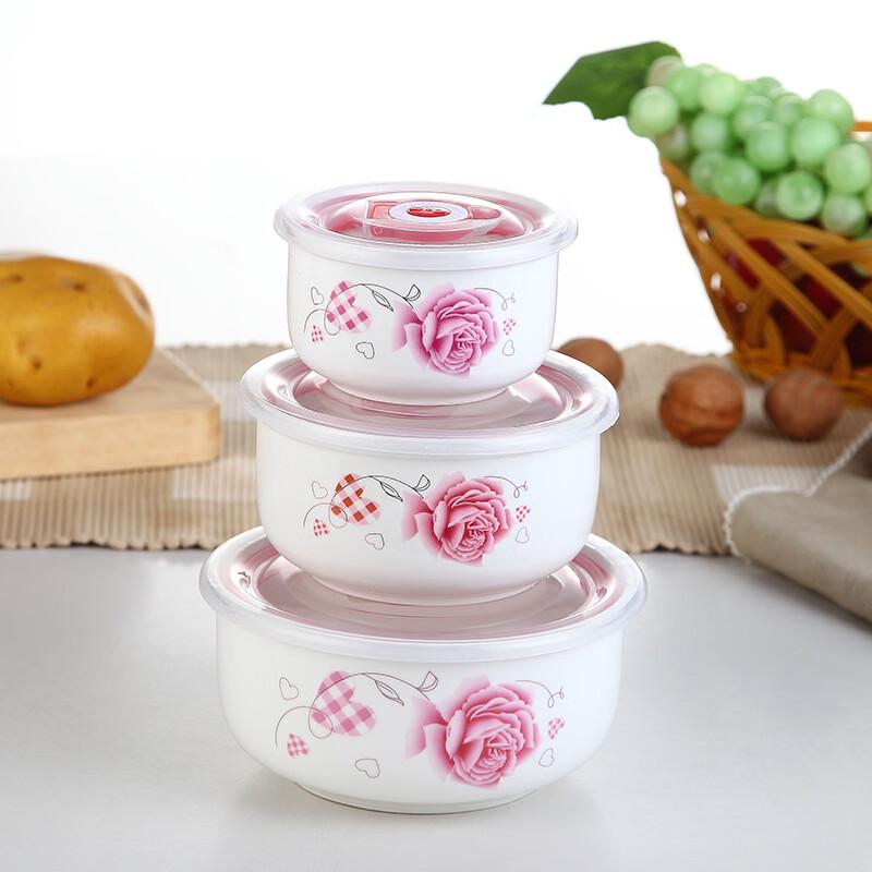 ZISIZ Happy Rabbit Enamel Microwaveable Bento Bowl Set