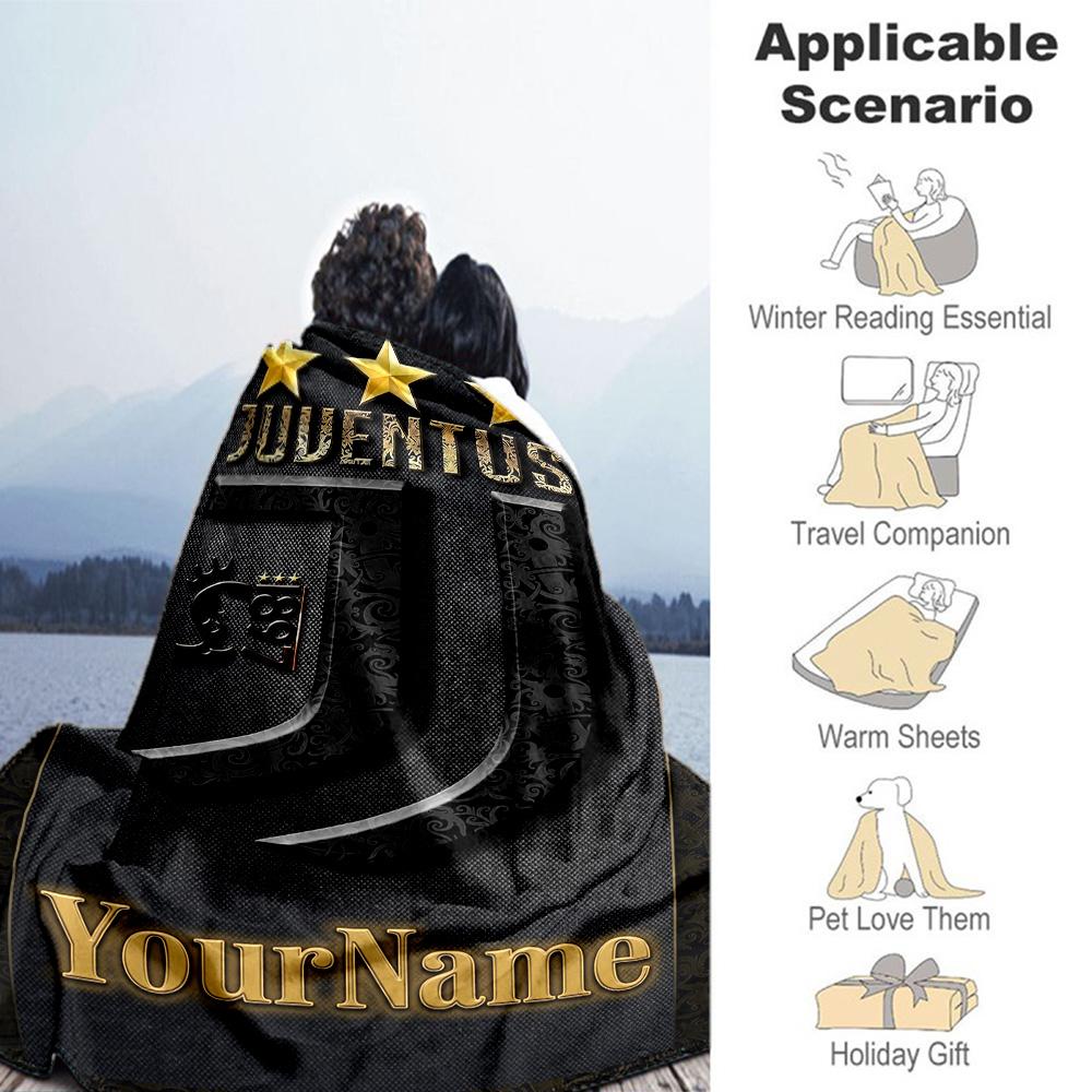 Juventus Customize Text Blanket Cozy Personalized Blanket Comfortable Versatile for Office Chair Seaside Couch Home Decor Four Seasons Universal