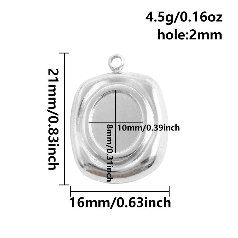 6pcs New Steel Color Cabochon Charm No Fade Oval Round Water Droplet Pendant Metal DIY Stainless Steel Charms For Jewelry Making