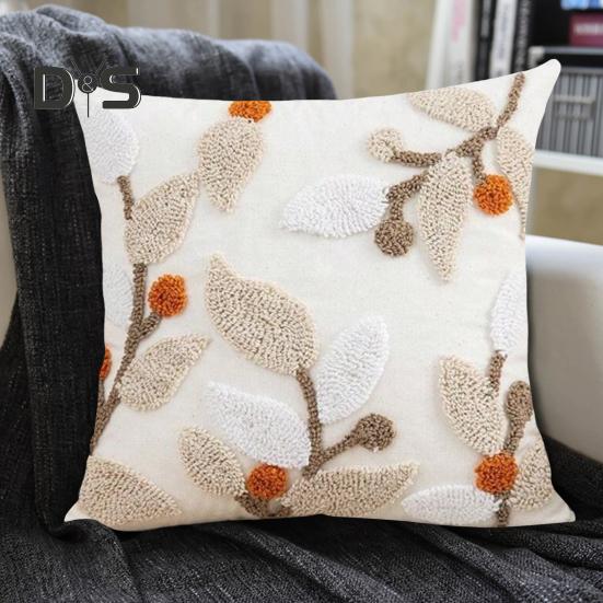 Kissenbezug in Kontrastfarbe, Bohemina-Stil, 3D-Blumendekor, Home-Office-Party-Dekor, Schlafzimmer, Auto, Wohnzimmer, Sofa, Überwurfkissenbezug