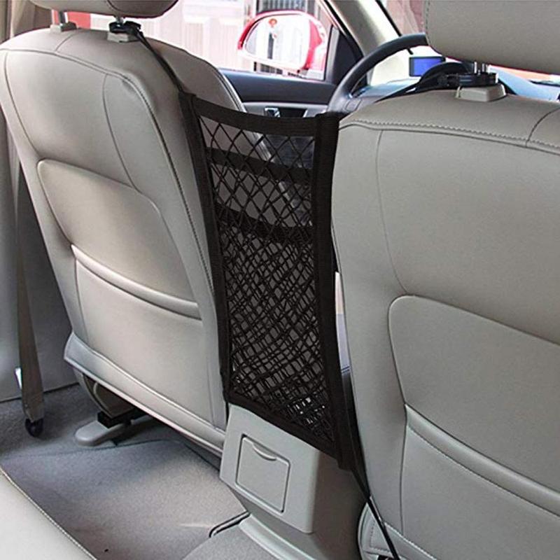 Car Mesh Organizer Storage Elastic Car Mesh Net Bag Seat Back Hanging Luggage Hooks String Kit Net Barrier for Backseat Dogs Pet