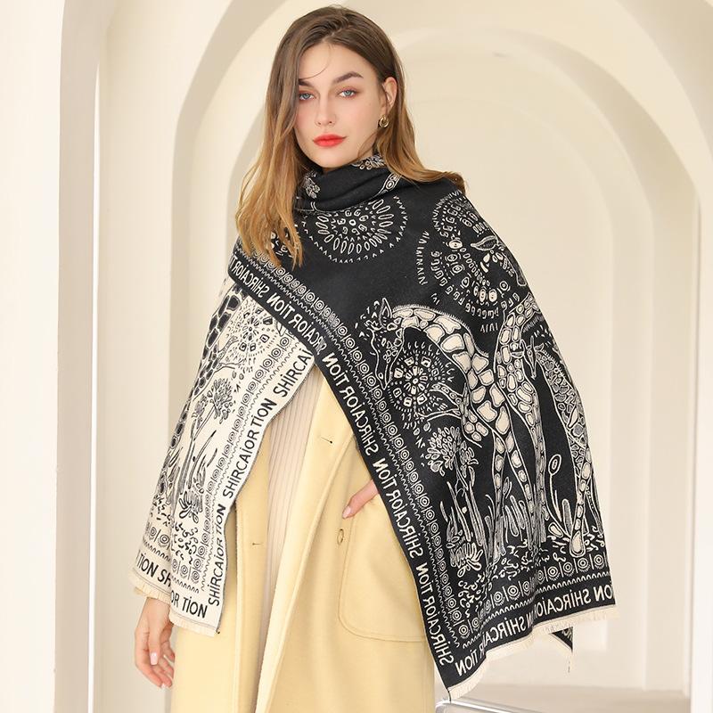 Scarf Women's Winter 2025 New Imitation Cashmere Scarf Warm Thickened Elegant Celebrity Shawl