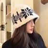 Wool Jacquard Knitted Hat Warm Printing Knit Cap Cute Snowflake Beanies  Autumn