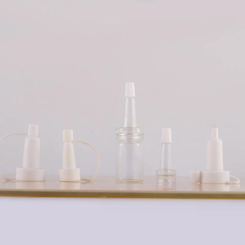 5pcs Clear/Tea Color 13/20mm White Tip Spout Cap Ampoule Serum Lids Flared Shape Top Sealing Cap Of Penicillin Bottle Dropper