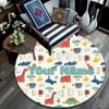 Custom Name,Cute Cartoon Dinosaur pattern round rug,Carpet Rug for Living Room Bedroom Playroom ,Non-slip Floor Mat,Holiday Gifts and Birthday Gifts.