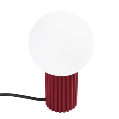 Modern Desk Lamp, Burgundy, Grooved Body, White Glass Ball, Switch for Hallway, Living Room, 1xG9 8W, HALO Sollux Lighting
