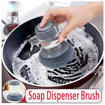 1pcs Kitchen Soap Dispensing Dishwashing Tool Brush Easy Use Scrubber Wash Clean Tool Soap Dispenser Brush Kitchen Cleaning Tool