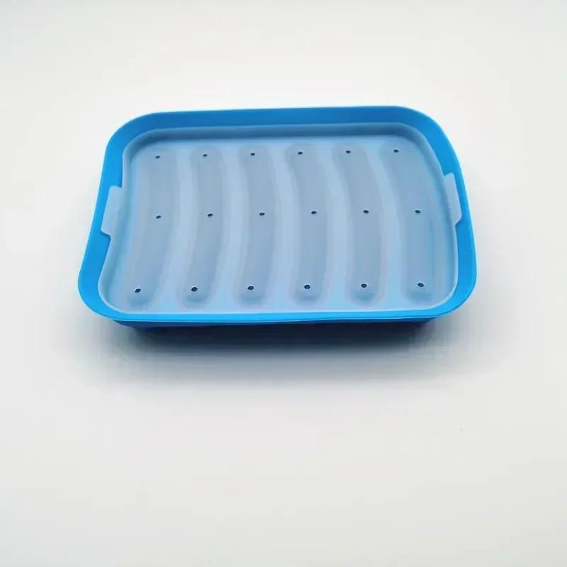 6-Grid Hot Dog Sausage Mold Food Grade Silicone Household Ham Hot Dog Making Tray Household Cake Baking Mold with Cover Kit Tool