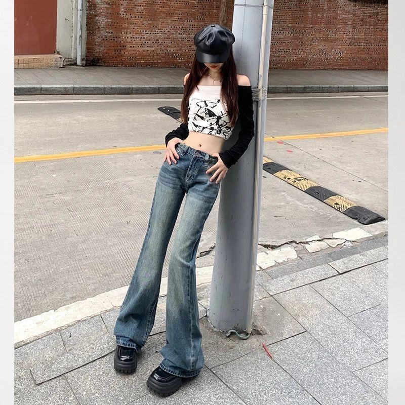 

2026 Women s Retro Micro-Flare Jeans - Slim Fit, Versatile Spring-Autumn Fashion. XL синий