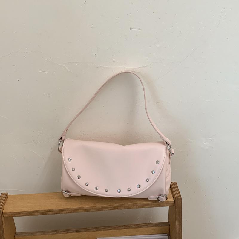 Ladies Fashionable, Simple, Casual Commuting Rivet Armpit Bag, Niche Design, Shoulder Bag, Small Square Bag, Light Luxury Crossbody Bag Standard