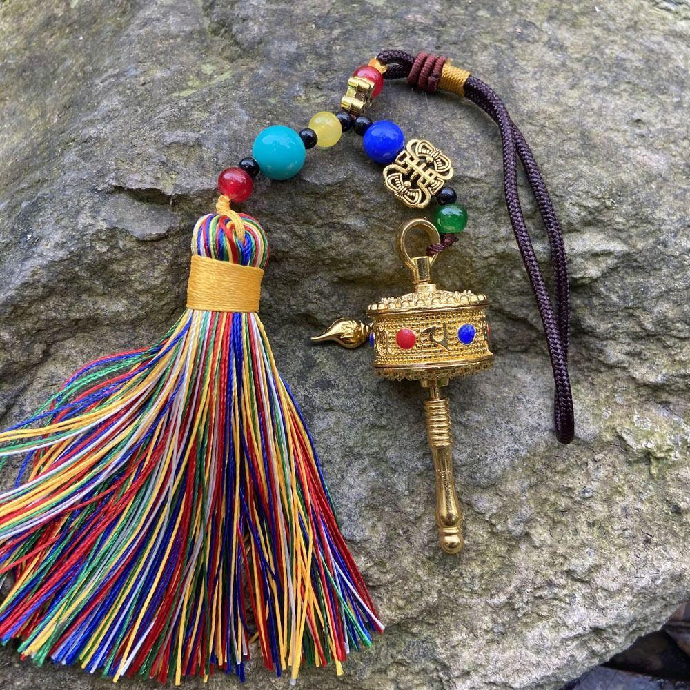 Handwoven Tibetan Prayer Tassel Pendant Tassel Spinning Wheel Keyring Tourism Commmemorative