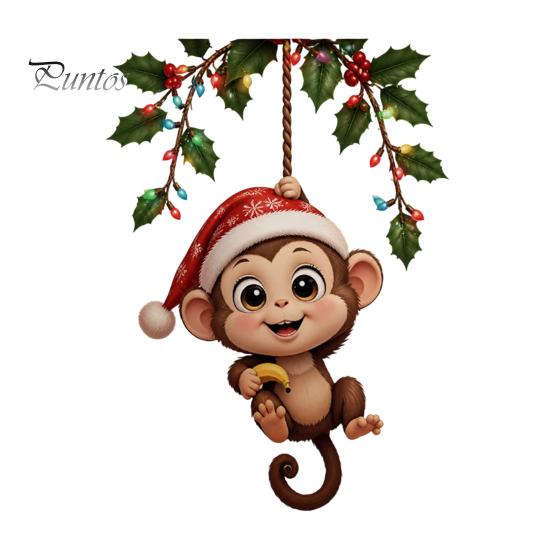 Holiday Switch Plate Covers Cute Hanging Monkey Sticker for Christmas/Halloween Decor, Self-Adhesive Light Sticker, Removable PVC Wall Art Decal
