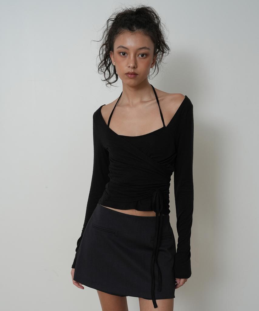 Jaejeudeu Layered Wrap Set_Black