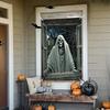 Party banner, 1 piece, made of polyester, Halloween horror-themed window decoration, with a white robe frame design