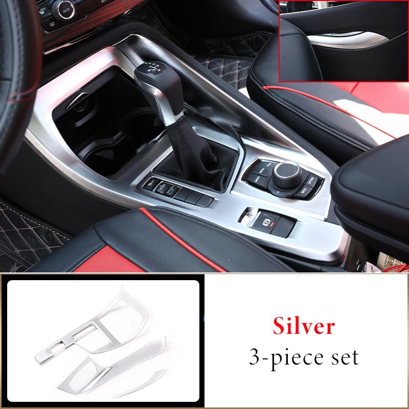 

LHD For BMW X1 F48 X2 F47 2016-2026 ABS Carbon Car Center Console Gear Shift Panel Decoration Cover Trim Interior Accessories серебряный