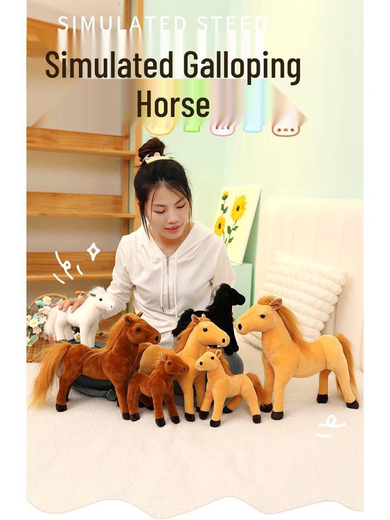 Little Pony Black Horse Plush Toy - Cloth Doll Gift & Home Ornament