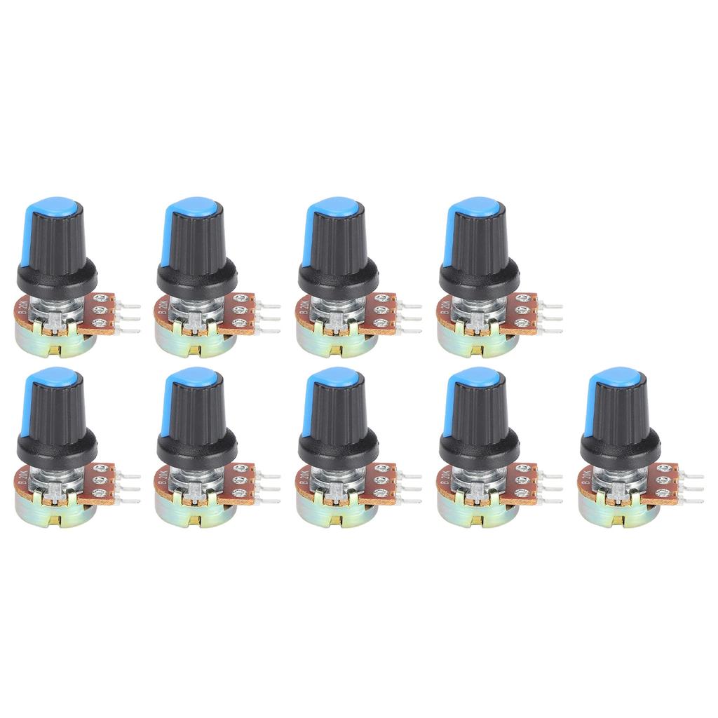 9 stk potensiometer metall lineært roterende sett B1k 2k 5k 10k 20k 50k 100k 500k 1m WH148