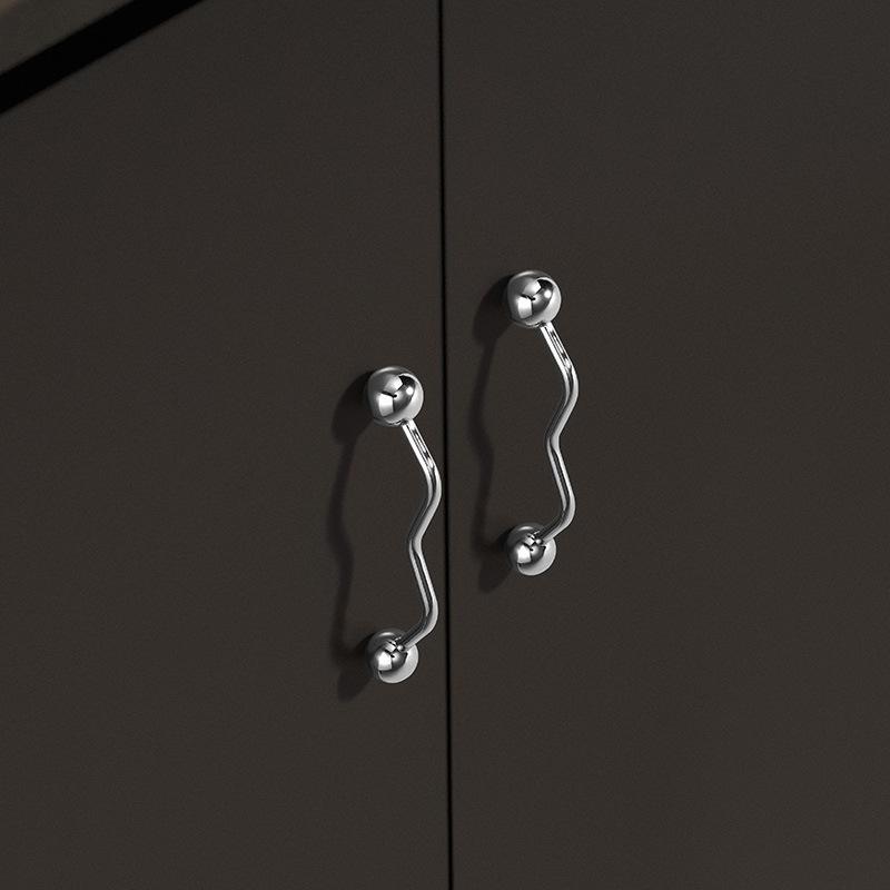 Cabinet Pulls Handle Zinc Alloy Closet Door Shake Hands Modern Simple Drawer Cupboard Solid for Drawer Wardrobe, with Screws