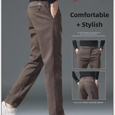 2024 Ανδρικό Κορεάτικο Business Casual Παντελόνι ίσιας γραμμής Μονόχρωμο - Άνοιξη/Φθινόπωρο