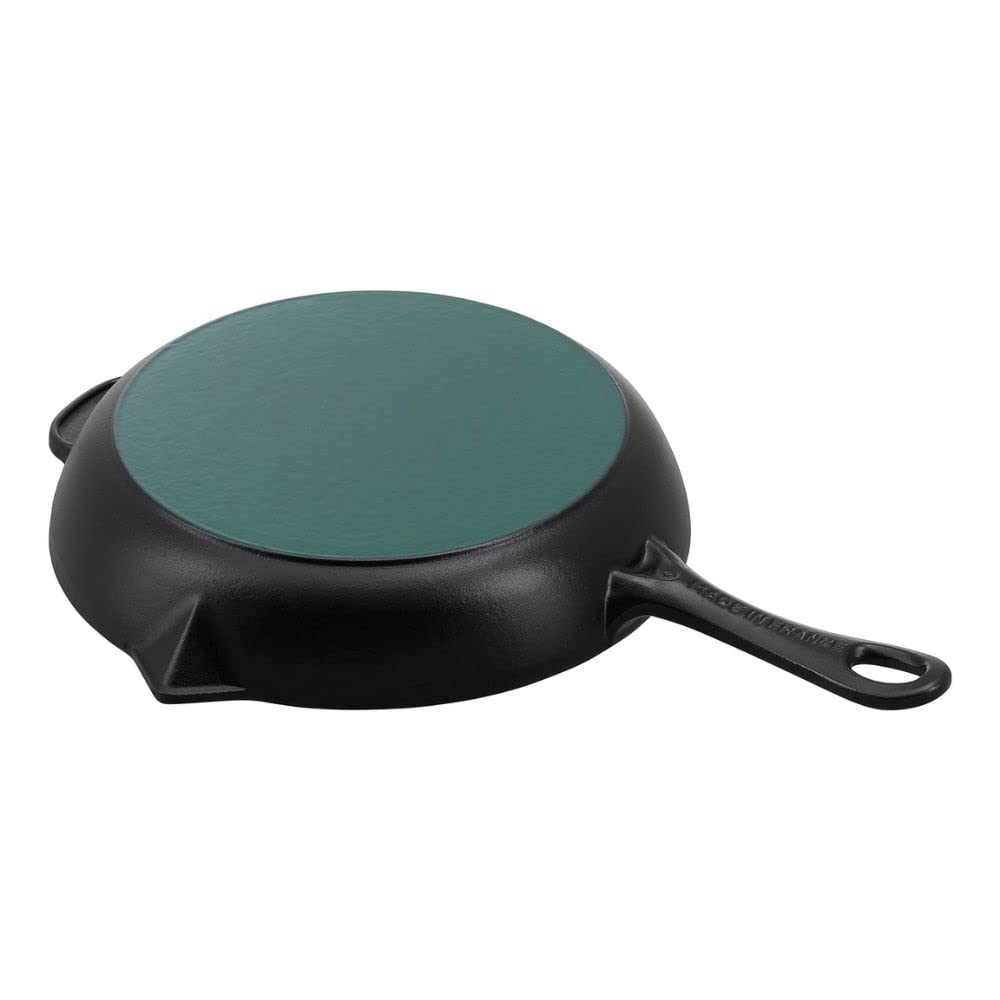 STAUB Round Frying Pan 26cm Black Cast Iron Oven Induction Cooktop Compatible Japanese Frying Pan with Cast Iron Handle - Enamel, Compatible,