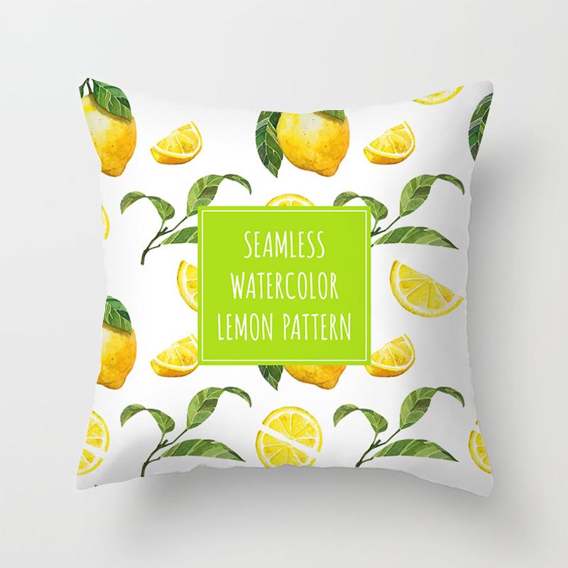 Home Decor Yellow Lemon Pattern Summer Cushion Cover Pillow Sofa Decorative