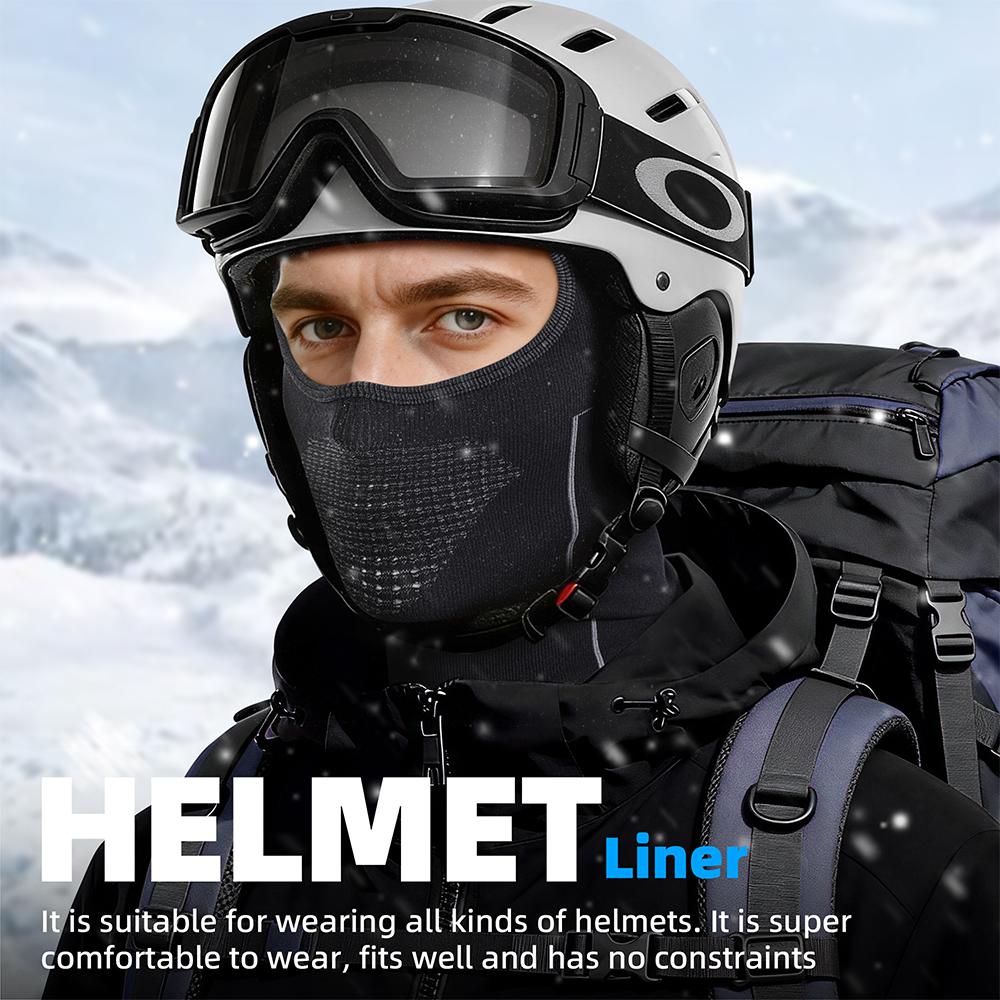 Winter Warme Sturmhaube Motorrad Vollgesichtsmaske Atmungsaktiv Ski Winddicht Helm-Innenfutter Sport Kapuzenmütze Radfahren Reiten Ski Kopfbedeckung