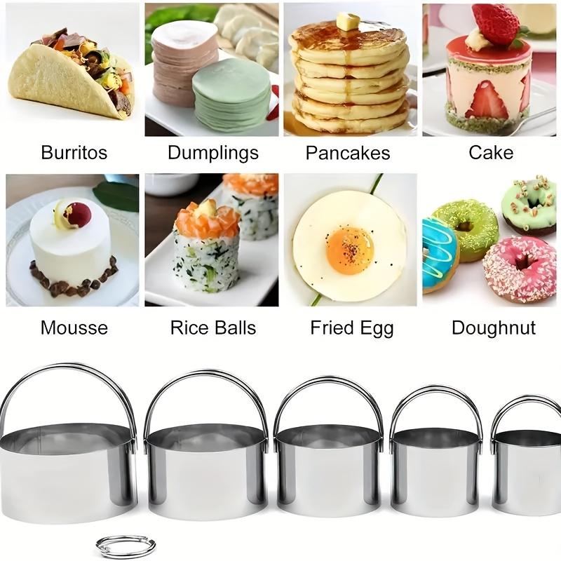 5ks Nerezová ocelová kulatá sada vykrajovátek na sušenky s ergonomickou rukojetí - Odolné pekařské nástroje pro dokonale tvarované pečivo, sušenky a těsto