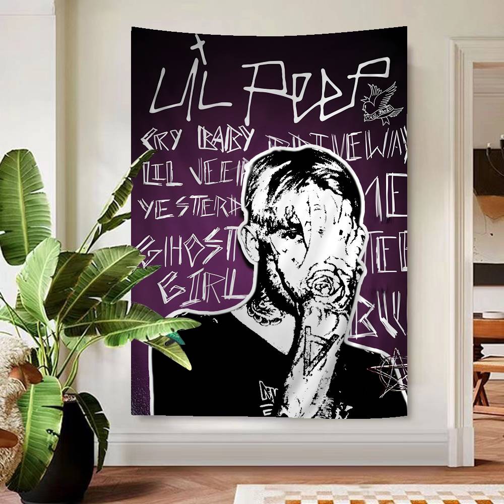 Hip Hop Rapper Lil Peep Printed Large Wall Tapestry Art Science Fiction Room Home Decor Decor Blanket