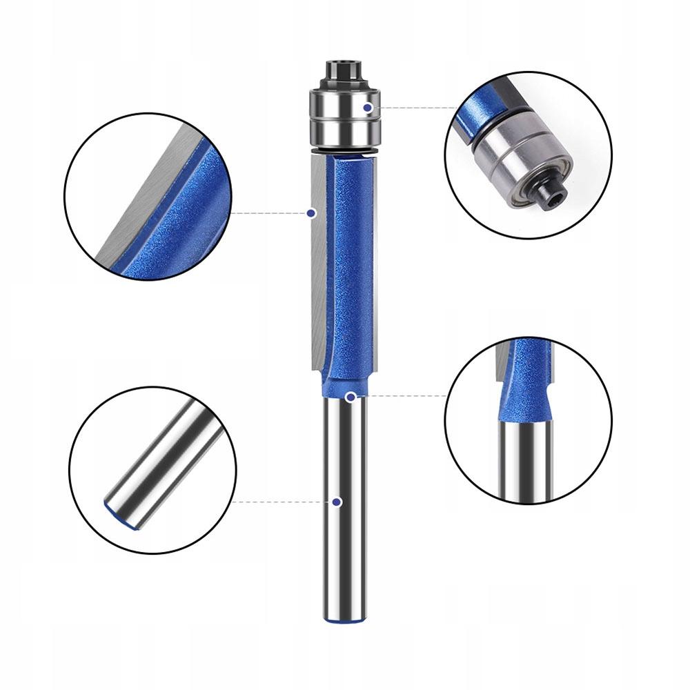 4x Frezu Frezującego Prostego z łożyskiem do drewna wyrównujący trzpień 6mm