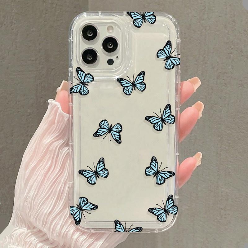 Cute Cartoon Butterflies Phone Case for Samsung S25 S24 S23 Ultra S22 Plus S21 FE A53 A52S A14 A15 A54 A55 5G Air Cushion Cover