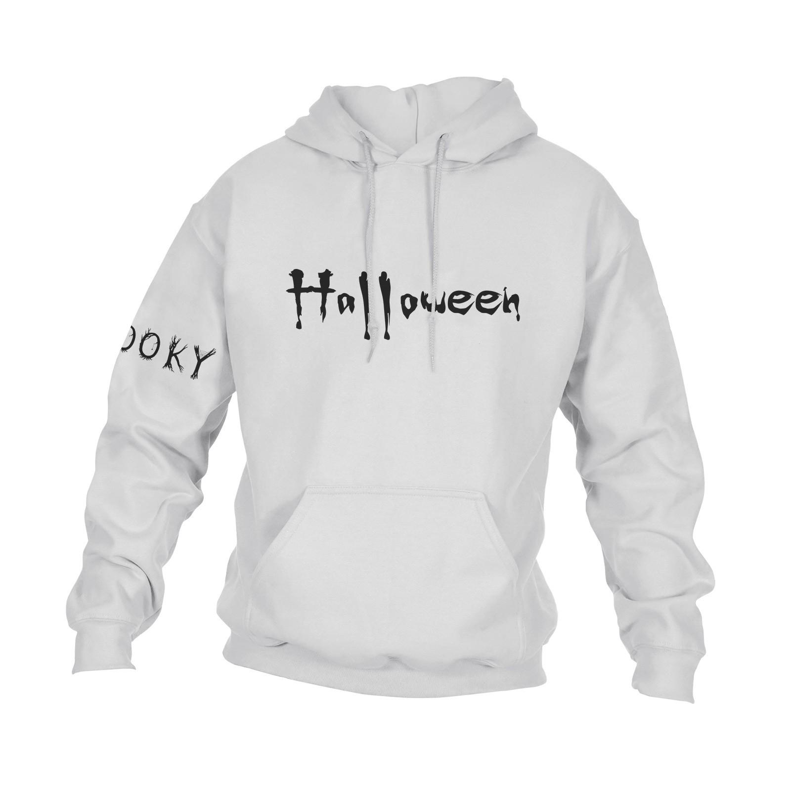 

Мужская повседневная свободная толстовка с капюшоном и длинным рукавом с карманом и принтом на Хэллоуин XL белый