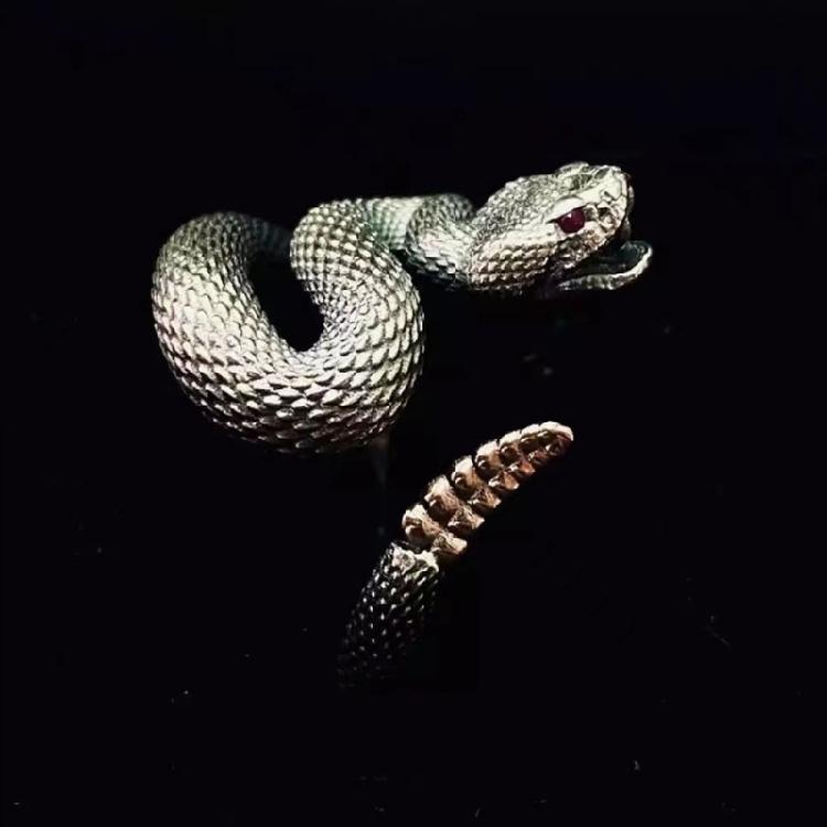 Gothic Rattlesnake Wrap Ring Serpent Adjustable Ring Unisex Birthday Jewelry