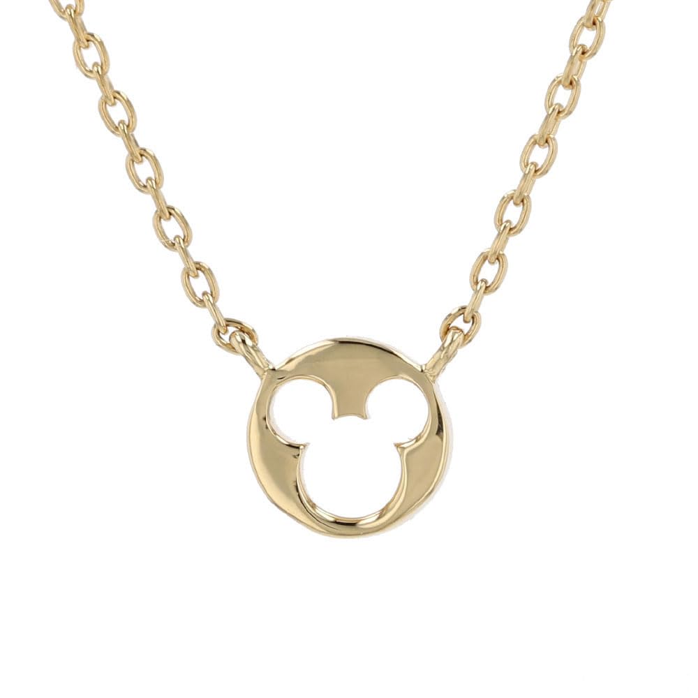 Mickey-Anhänger-Halskette, rund, Platte, 18 Karat Gelbgold, Geschenk, Belohnung, Jahrestag, Geburtstag, Weihnachten, GPCDS20204 [Disney]