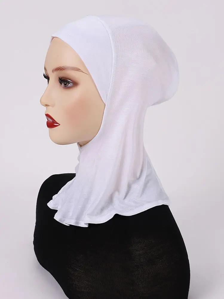 21Colors Soft Modal Elastic Basic Inner Turban Cap Muslim Women Solid Color Wrap Hijab Hats Wear Directly Headscarf Underscarf