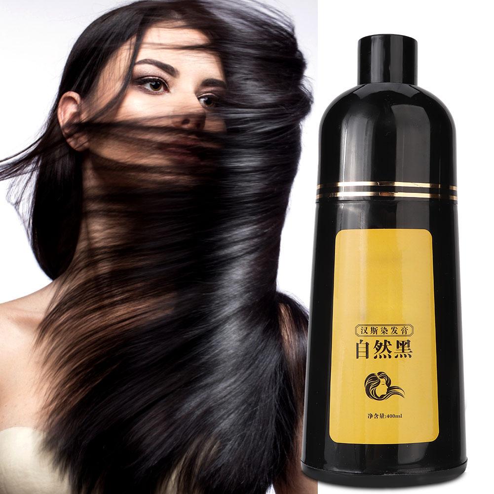 400ml Natural Plant Black Hair Shampoo Hair Dye Black Coloring Shampoo Hair Care ShampooBlack 400ml