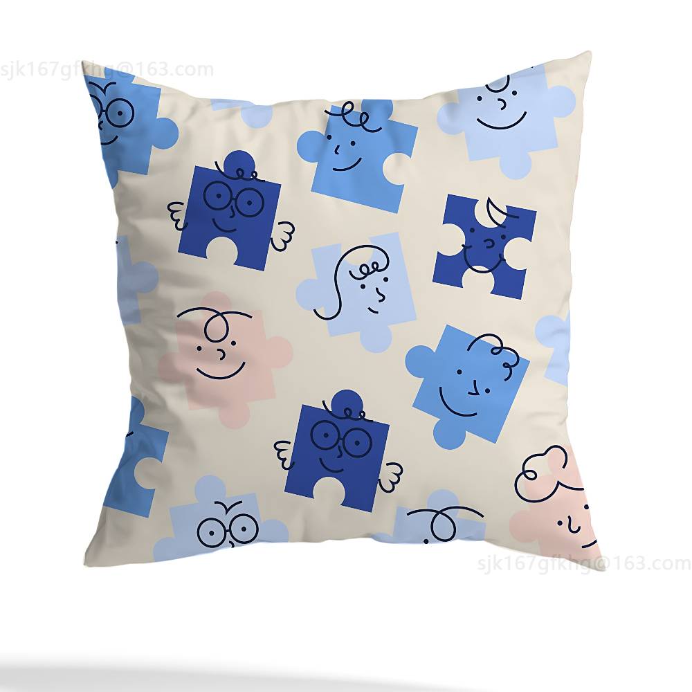Autism Acceptanc pillowcase casual style decoration, suitable for home decoration (excluding pillow core)