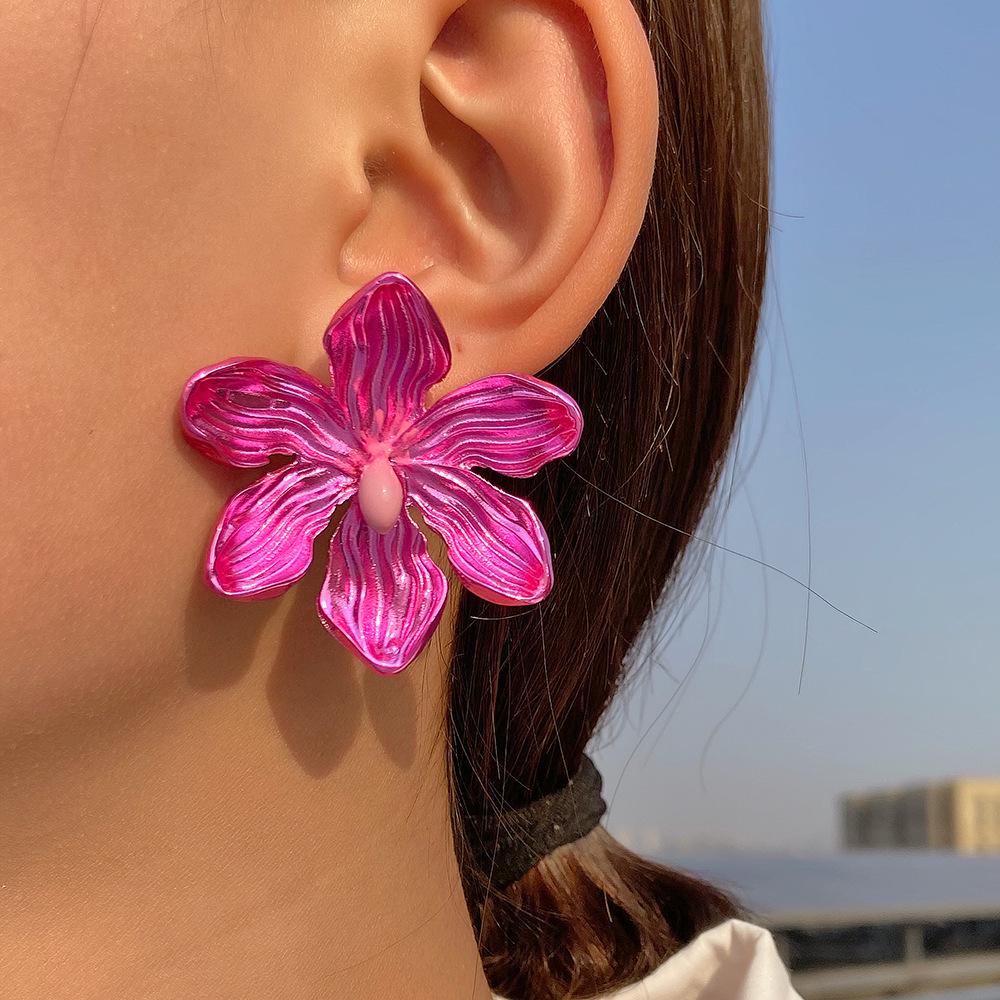 Trendy Multicolor Flower Drop Earrings for Women – Elegant & Slimming European/American Style