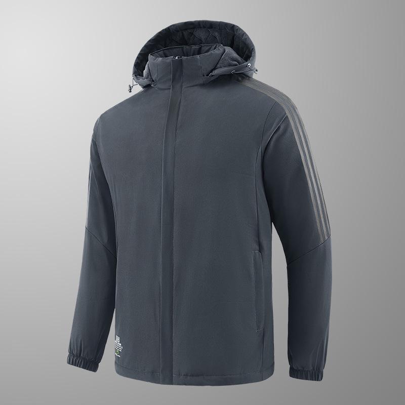 2025 Plus Size Men's Autumn/Winter Cotton Fleece Hooded Jacket