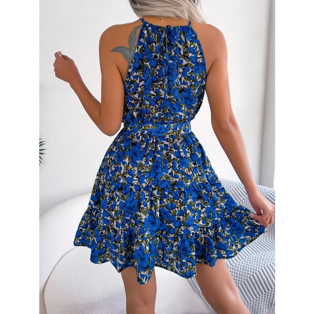 Fashion Women's Floral Dresses Casual Ruffles Big Swing Floral Dresses Holiday Dresses