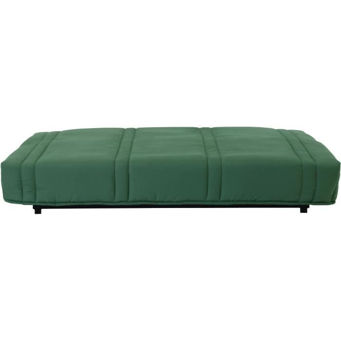 Clic clac 3 places LENA 20 - Tissu coton vert forêt - Couchage 125x190 cm - L193 x P92 x H93 cm