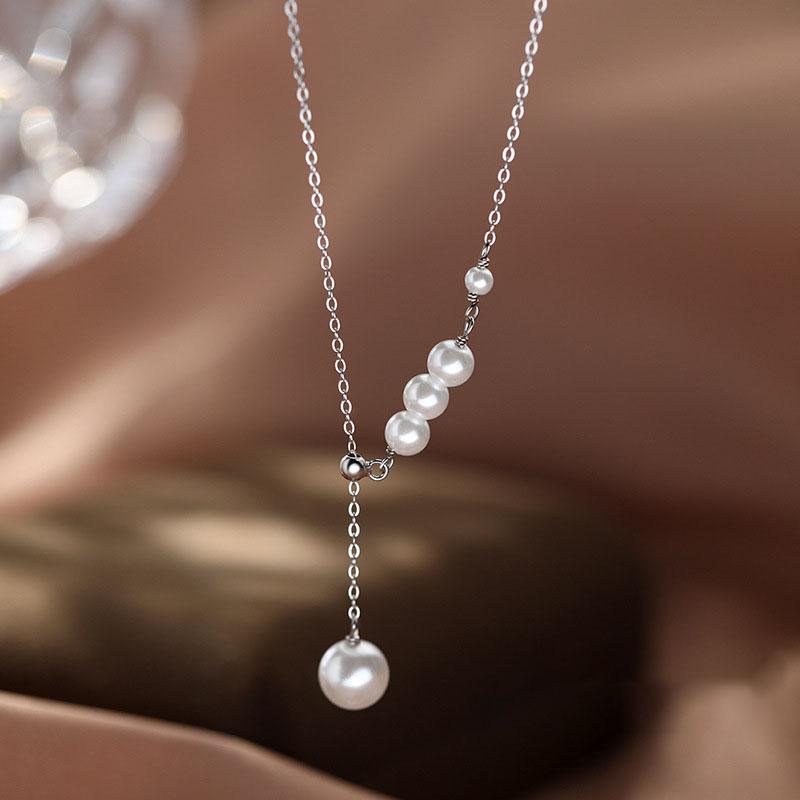 925 Sterling Silver Neck Choker Chain Pearl Pendants Necklaces Women Luxury Jewelry Exquisite Elegant Aesthetic Charms