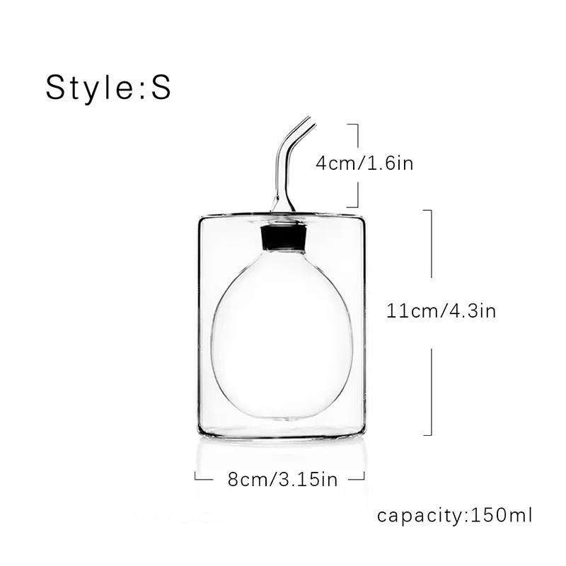 Double Glass Oil Jug Oil Tank Vinegar Jar Seasoning Bottle Olive Oil Jug Kitchen Utensils Transparent Color Seasoning Tools