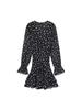 2025 Autumn/Winter European Women's Waist-Cinching Printed Long-Sleeve Dress