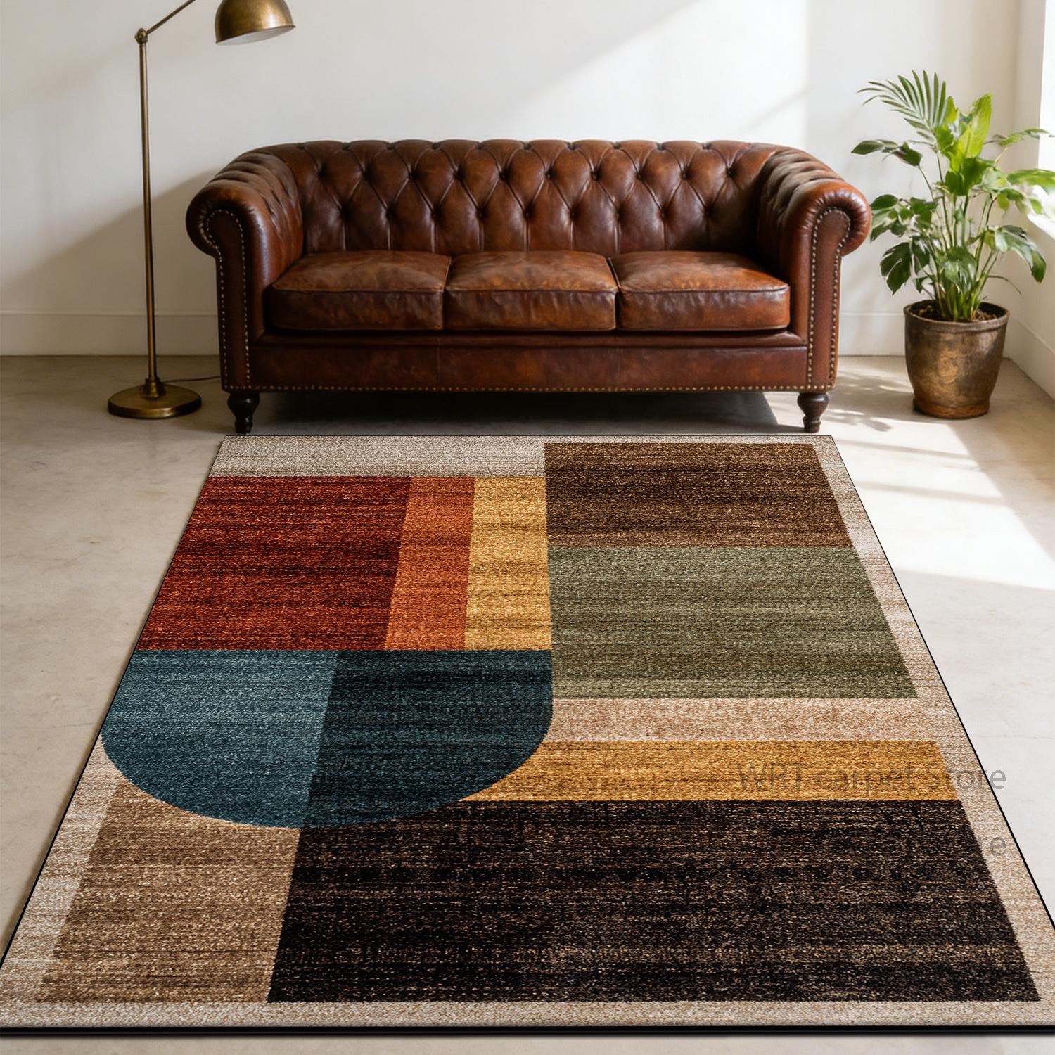 

Retro Industry Style Geometric Carpet for Living Room Decoration Sofa Sofa Tables Large Rugs Lounge Bedroom Washable Tatami Mat 60x90cm