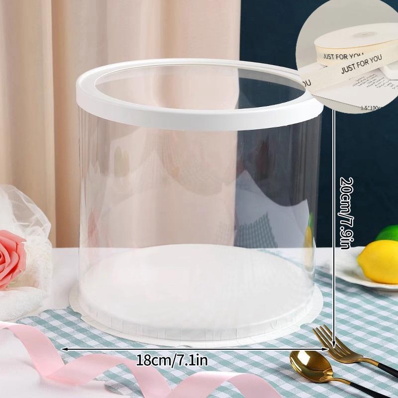 Gift Box With Ribbon Transparent Pastry Cake Box Birthday Cake Packaging Supplies Clear Candy Box Christmas New Year