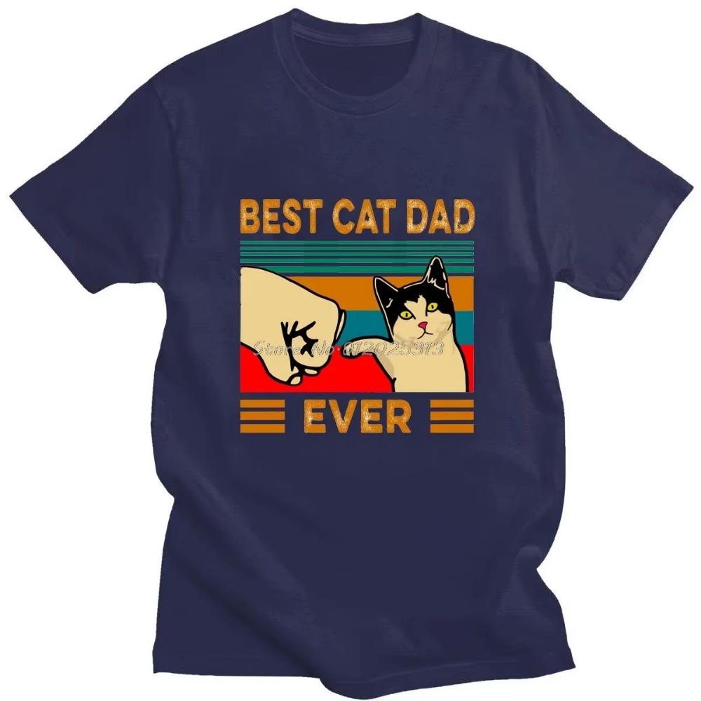 Mens Premium Tshirts Best Cat Dad Ever Paw Fist Bump Fit Vintage Cotton High Quality Black Casual Korean Fashion New Tshirt Tops