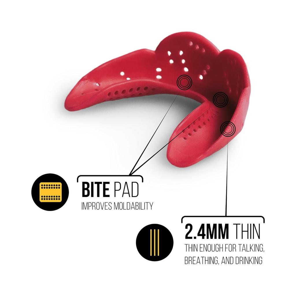 SISU Max Mouthguard Charcoal Black Thin Custom Molded Fit Slim Design Remoldable Up To 20 Times For Impact Sports Works with Braces - 2.4mm - - - - -