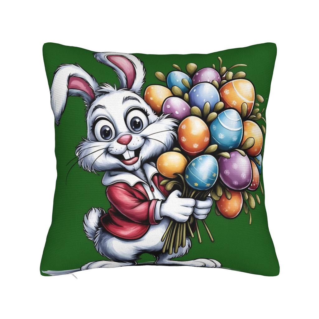 Funny Easter Cats Ears Bunny Eggs Pillow Case Comfy Pillow Cover Vintage Pillowcases For Sofa Couch Bed Living Room